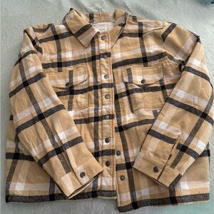 Flannel tan jacket with teddy interior